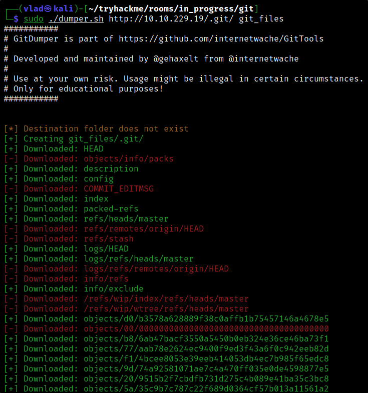 Downloading the GIT repository with Dumper