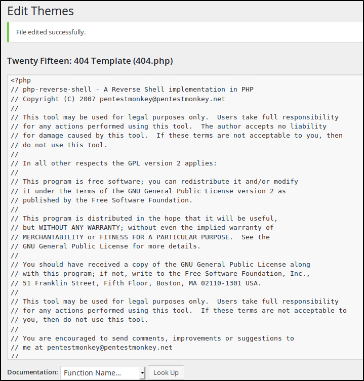 PHP Reverse Shell Upload in 404.php