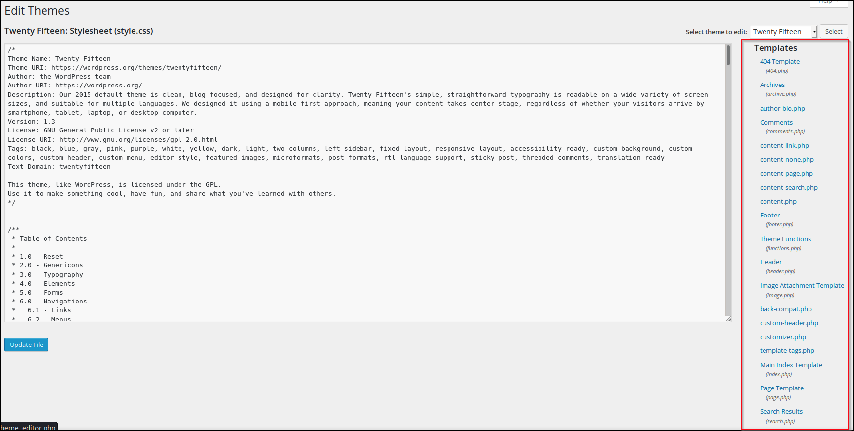 WP Theme Settings