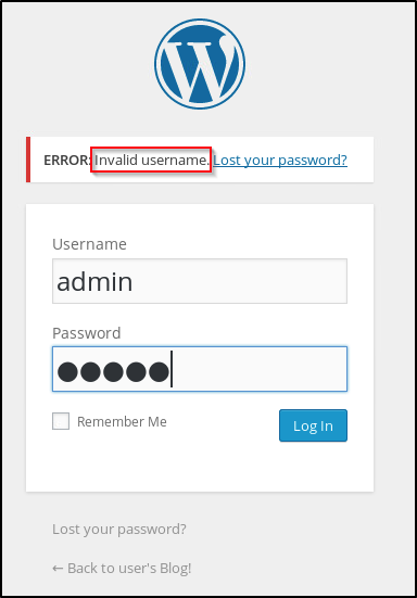 wp-admin login page